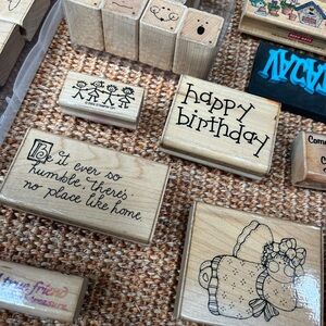 Stampin' Up! Wooden Stamps Set - Black and Blue Designs